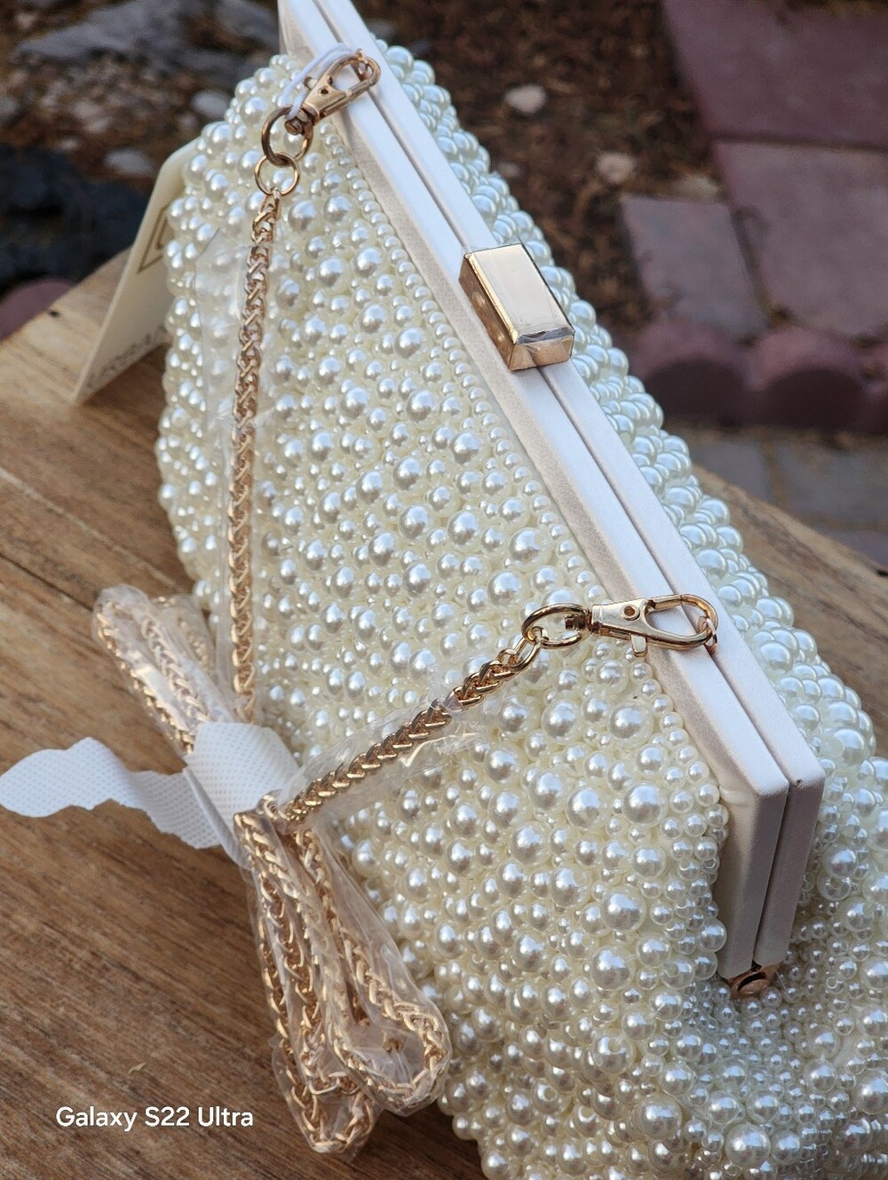Urban Expressions Women's Ivory Pearl-Embellished Cream Evening Clutch - Picture 7 of 8